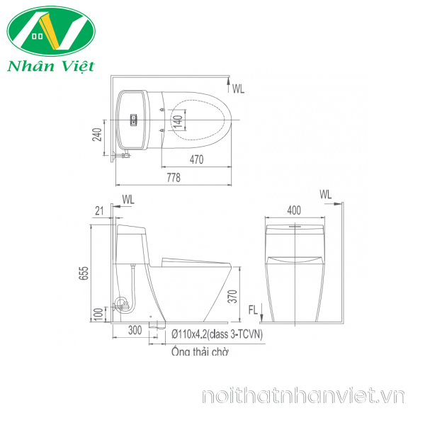 Bàn Cầu INAX AC-909VRN-1 Một Khối Aqua Ceramic-0