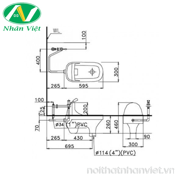 Bàn cầu xổm Caesar C1230 2 khối-0