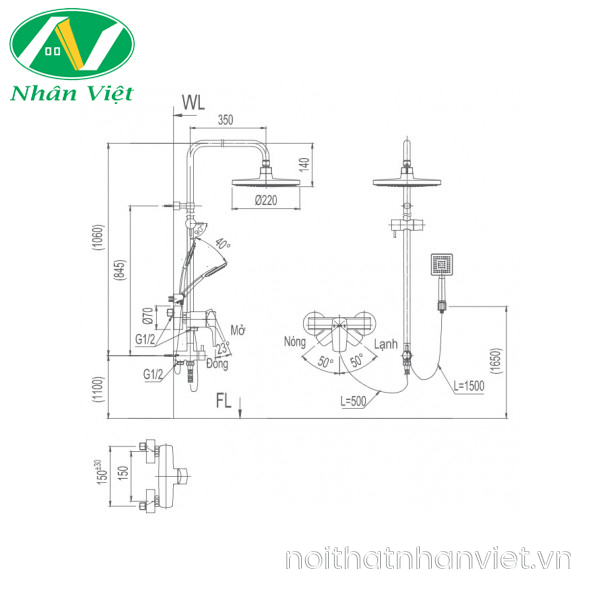 Bộ sen cây Inax BFV-50S nóng lạnh-0