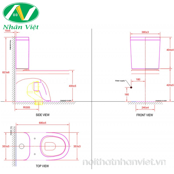 Bồn cầu American Standard 2309-WT hai khối-0