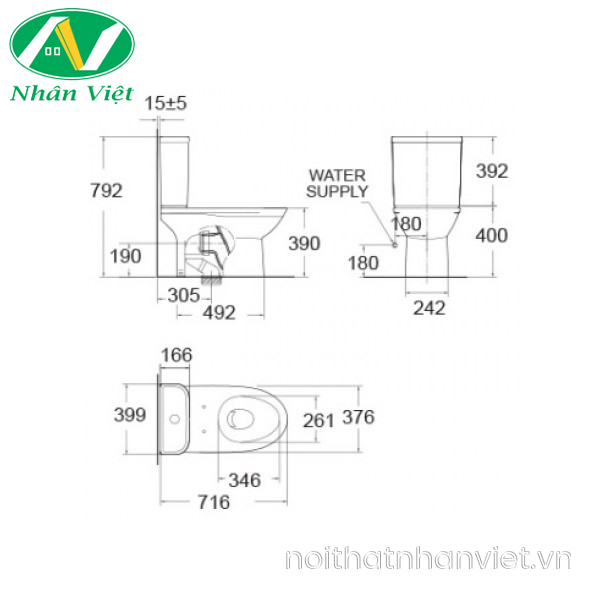 Bồn cầu American Standard 2630-WT hai khối-0