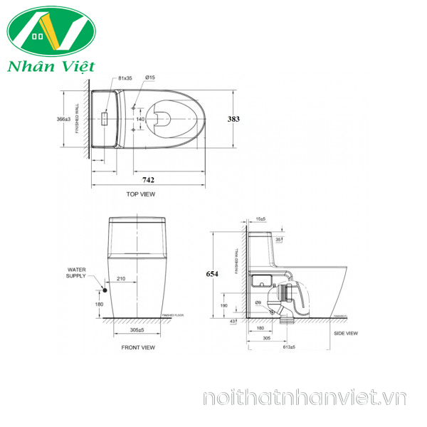 Bồn cầu American Standard VF-1808PR một khối nắp rửa điện tử-0