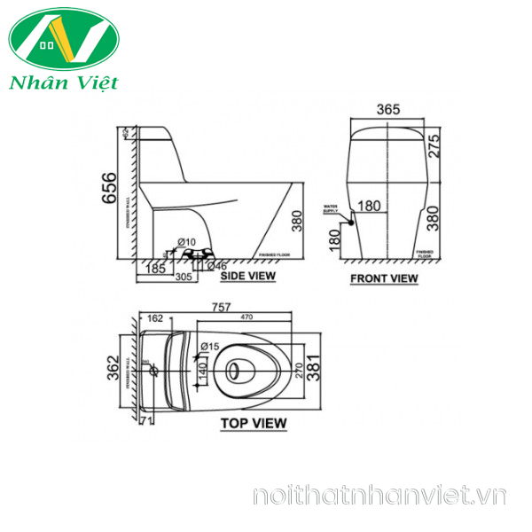 Bồn cầu American Standard VF-2011S một khối nắp rửa cơ-0