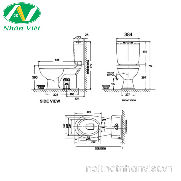 Bồn cầu American Standard VF-2321 hai khối-0