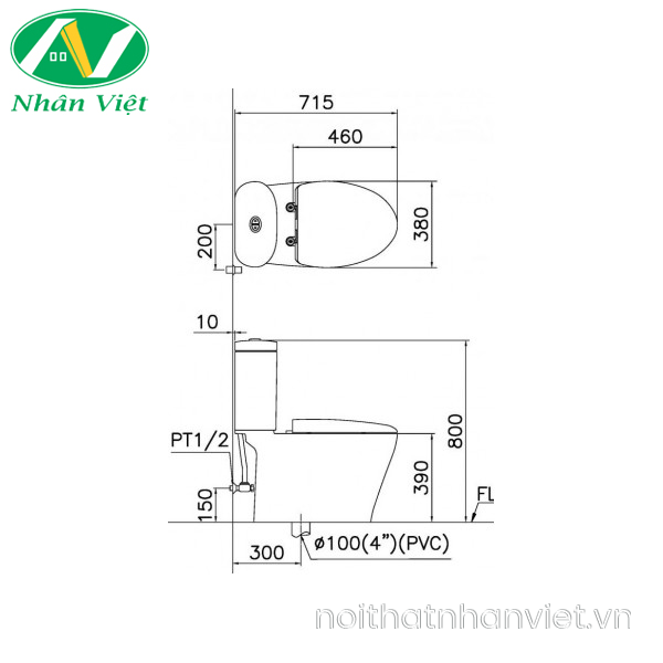 Bồn cầu Caesar CD1348/TAF200H hai khối nắp rửa điện tử-0