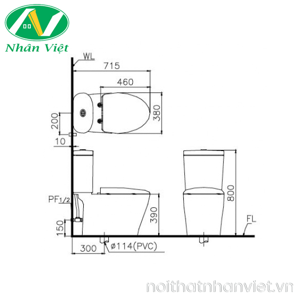 Bồn cầu Caesar CD1348 thùng T1148 nắp êm-0