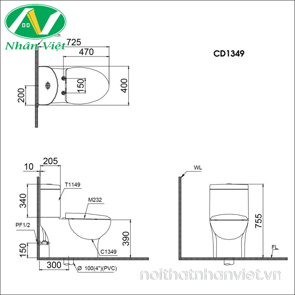 Bồn cầu Caesar CD1349/TAF400H 2 khối nắp rửa điện tử-0