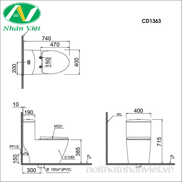 Bồn cầu Caesar CD1363/TAF400H một khối nắp rửa điện tử-0