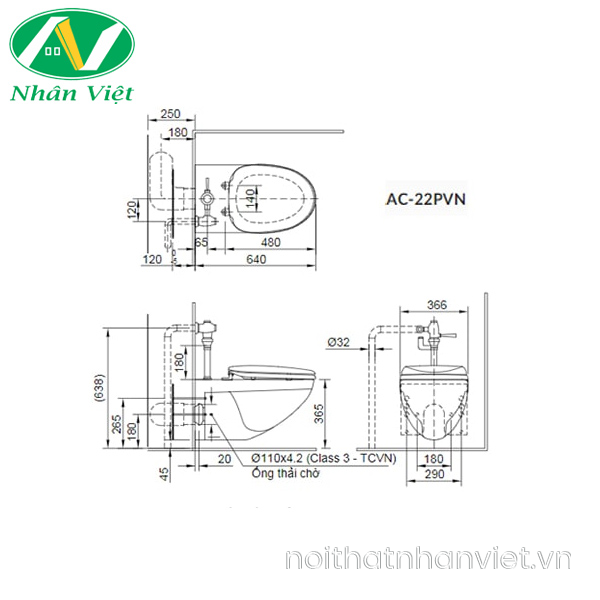 Bồn cầu Inax AC-22P/CW-KA22AVN treo tường nắp rửa điện tử-0