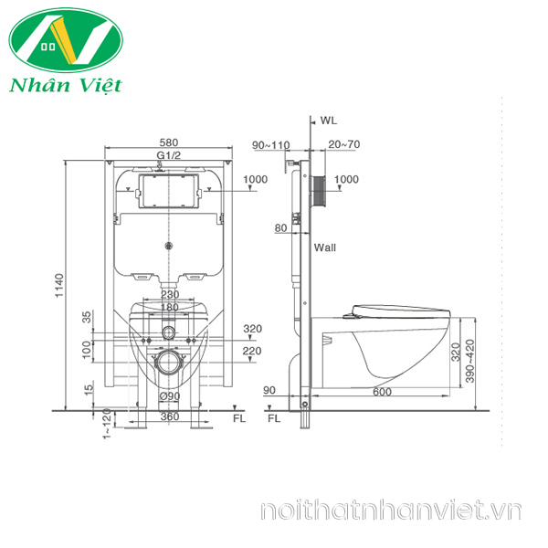 Bồn cầu Inax AC-23P/CW-H17VN treo tường nắp rửa điện tử-0