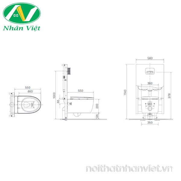 Bồn cầu Inax AC-952/CW-H17VN treo tường nắp rửa điện tử-0