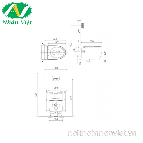 Bồn cầu Inax AC-952/CW-H18VN treo tường nắp rửa điện tử-0