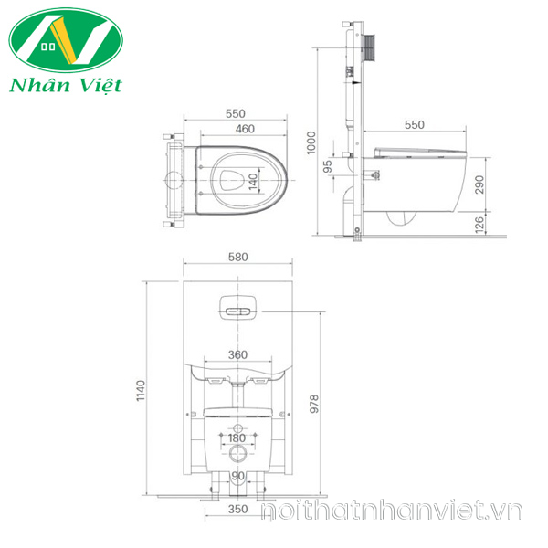 Bồn cầu Inax AC-952/CW-KB22AVN treo tường nắp rửa điện tử-0