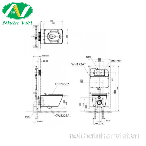 Bồn cầu Toto CW522EA/TCF796CZ/WH172AT/MB171M nắp TCF796CZ-0