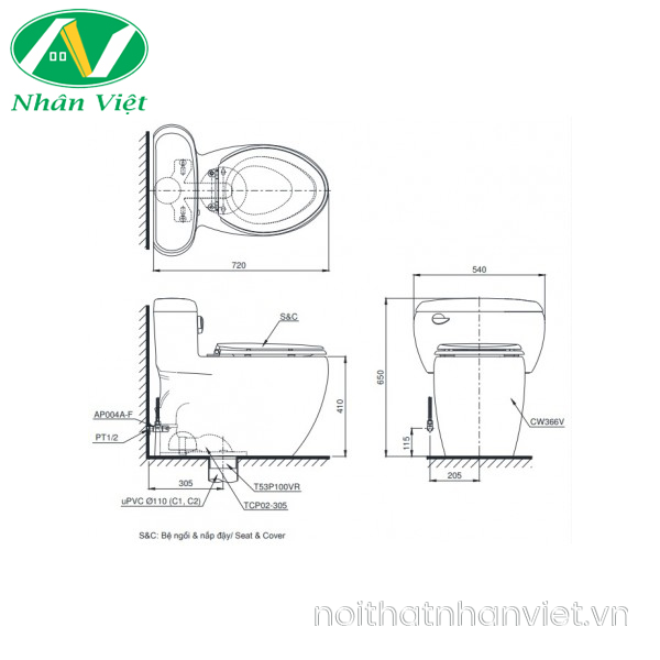 Bồn cầu Toto MS366W11 một khối nắp rửa điện tử tự động đóng mở-0