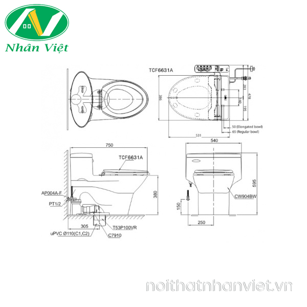 Bồn cầu Toto MS904W7 một khối nắp rửa điện tử Washlet-0