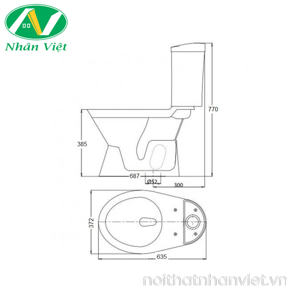 Bồn cầu Viglacera VI66 hai khối-0