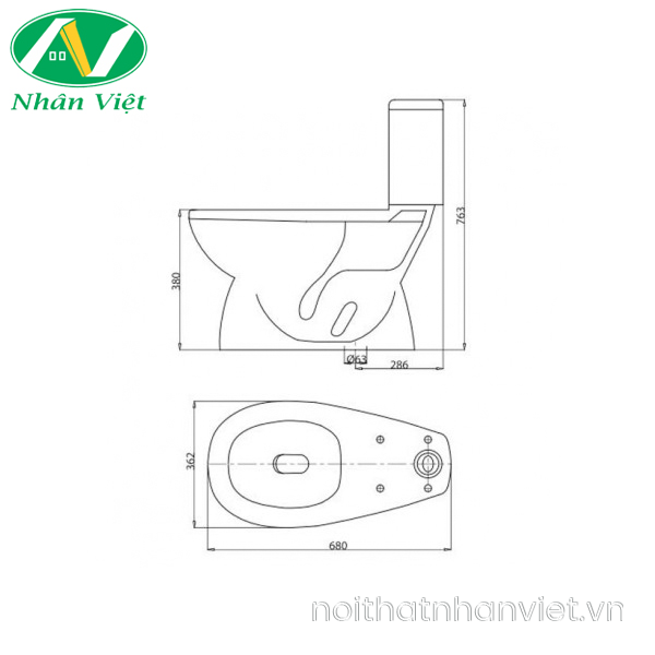 Bồn cầu Viglacera VT18M hai khối-0