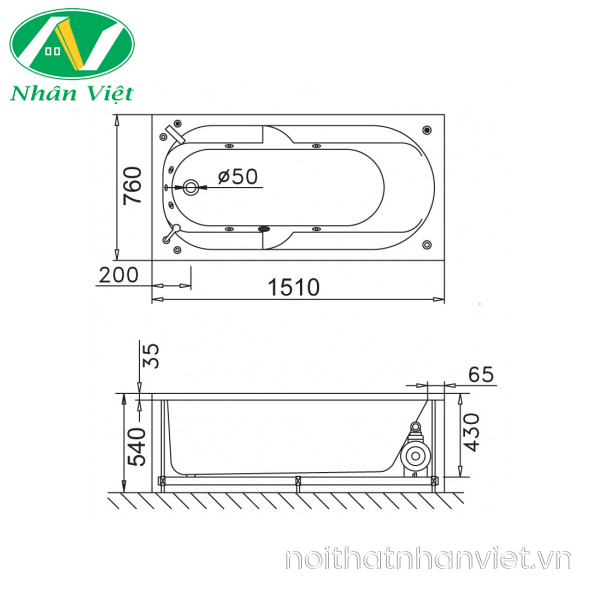 Bồn tắm CAESAR AT0250 xây 1.5m-0