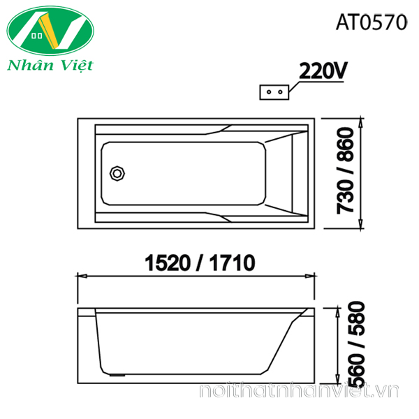 Bồn tắm CAESAR AT0570 xây 1.7m-0