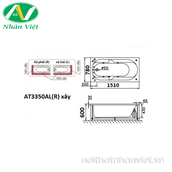 Bồn tắm CAESAR AT3350AL/AR xây 1.5m-0