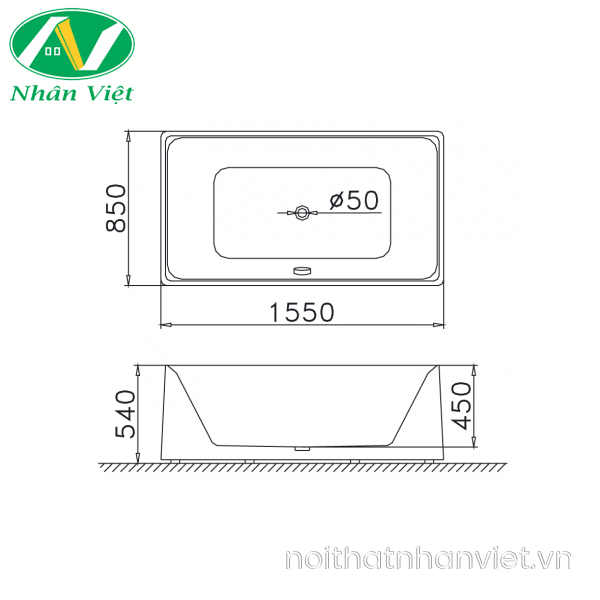 Bồn tắm CAESAR AT6350 lập thể 1.55m-0