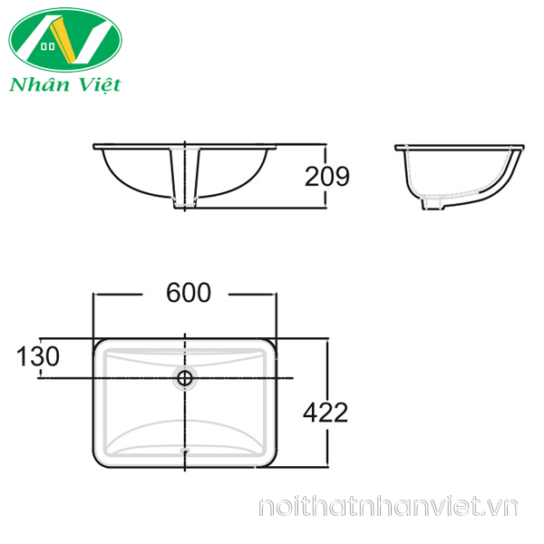 Chậu lavabo American WP-0440 âm bàn-0