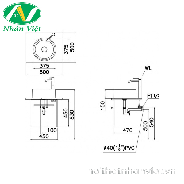 Chậu lavabo Caesar LF5232 đặt bàn nắp sứ-0