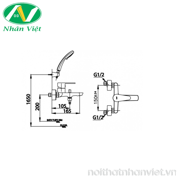 Củ sen tắm COTTO CT3001Aez86 nóng lạnh gắn tường-0