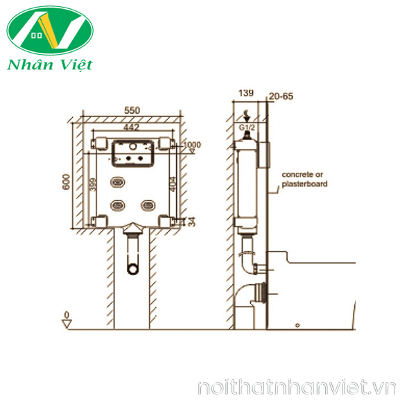 Két nước American Standard VP-G30042 âm tường-0