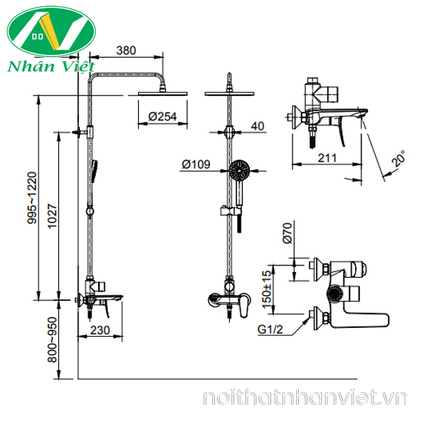 Sen cây Inax BFV-515S nóng lạnh-0