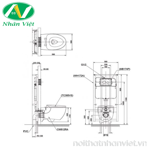 Thân bồn cầu treo tường Toto CW812RA/TCF4911Z nắp điện tử-0