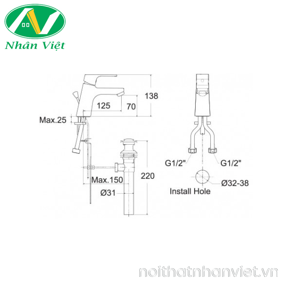 Vòi lavabo American Standard Acacia E WF-0401 nóng lạnh-0