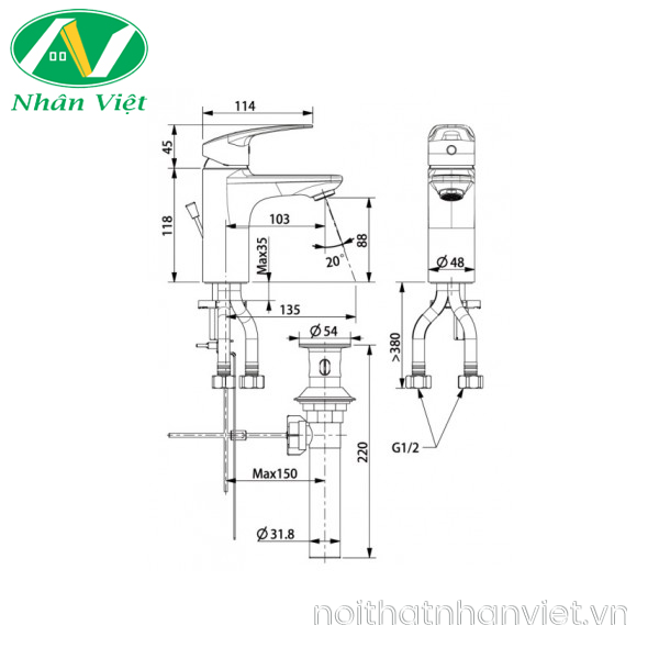 Vòi lavabo American Standard WF-0901 Milano nóng lạnh-0