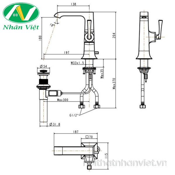 Vòi lavabo American Standard WF-1601 Kastello nóng lạnh-0