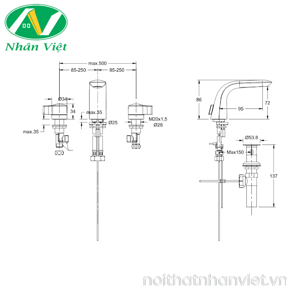 Vòi lavabo American Standard WF-6803 IDS nóng lạnh-0