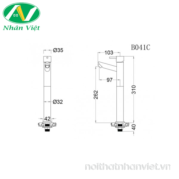 Vòi lavabo Caesar B041Cu lạnh cao cổ-0