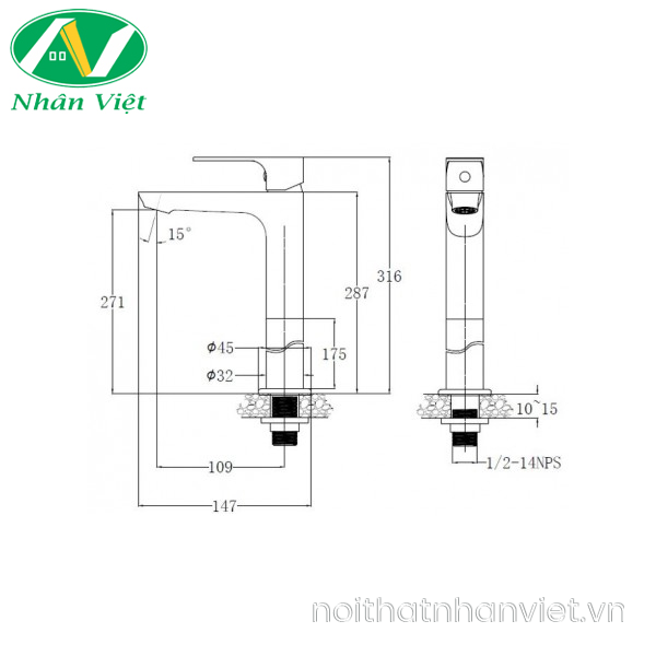 Vòi lavabo Caesar B061CU lạnh xả nhấn nhựa-0