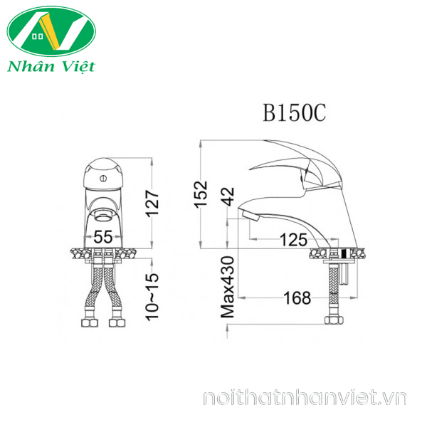 Vòi lavabo Caesar B150CP nóng lạnh bộ xả ty nhựa-0