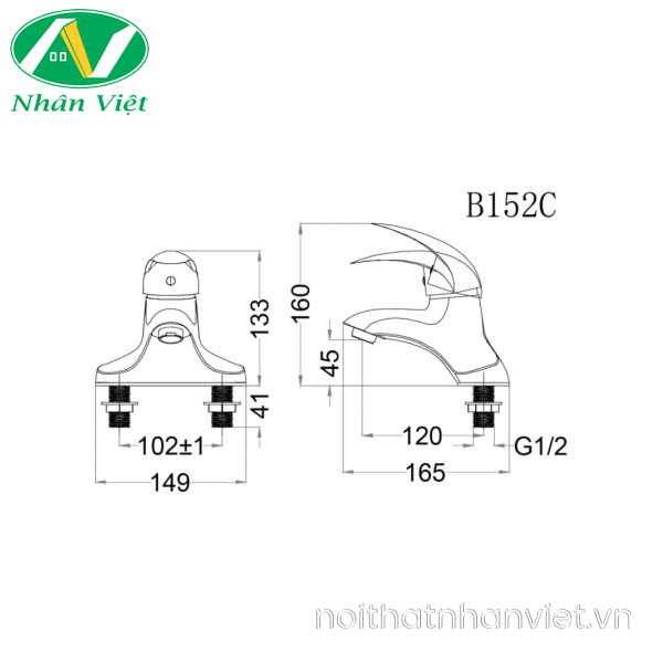 Vòi lavabo Caesar B152CP nóng lạnh bộ xả ty nhựa-0