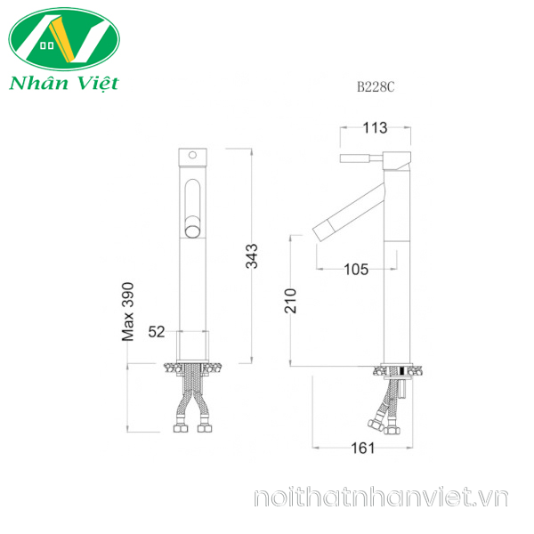 Vòi lavabo Caesar B228CU cổ cao nóng lạnh-0