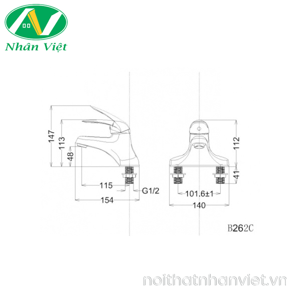 Vòi lavabo Caesar B262CU nóng lạnh xả nhấn nhựa-0