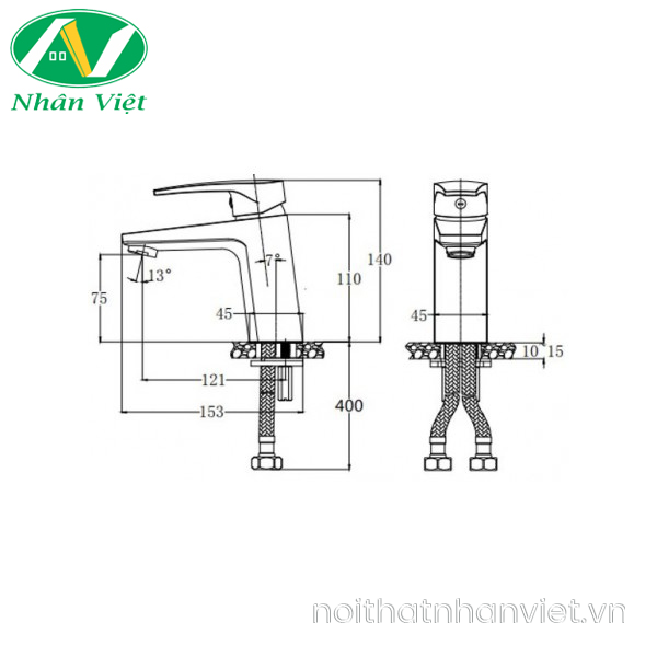 Vòi lavabo Caesar B390CP nóng lạnh bộ xả ty nhựa-0