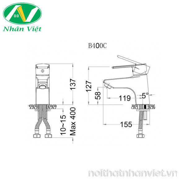 Vòi lavabo Caesar B400CU nóng lạnh xả nhấn nhựa-0