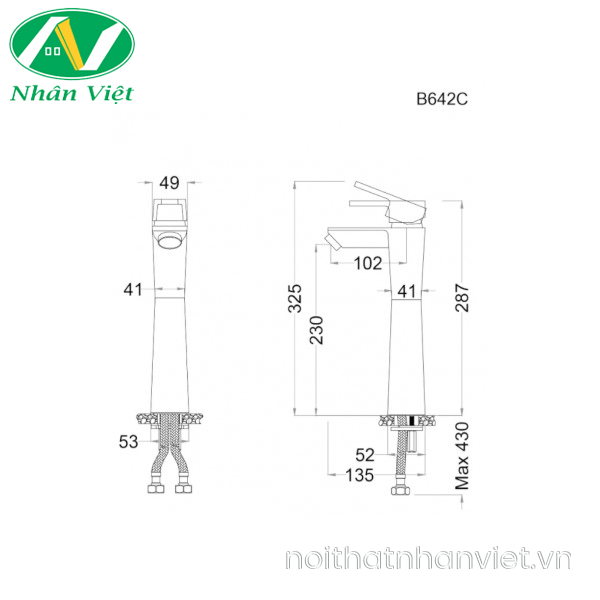 Vòi lavabo Caesar B642CU nóng lạnh cổ cao xả nhấn nhựa-0