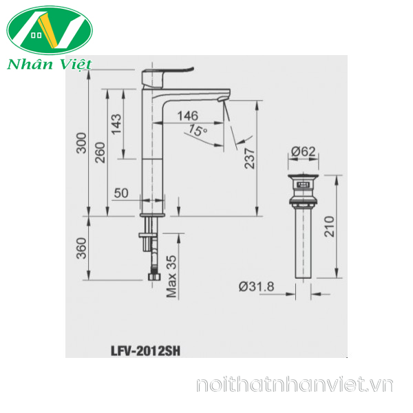 Vòi lavabo Inax LFV-2012SH nóng lạnh cổ cao-0