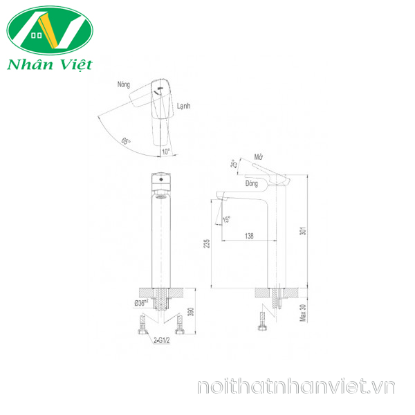 Vòi lavabo Inax LFV-5000SH nóng lạnh cổ cao-0