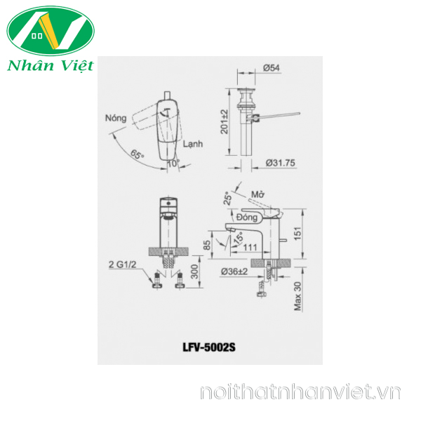 Vòi lavabo Inax LFV-5002S nóng lạnh-0