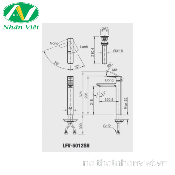 Vòi lavabo Inax LFV-5012SH nóng lạnh-0