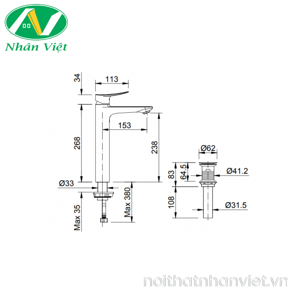 Vòi lavabo Inax LFV-502SH nóng lạnh-0